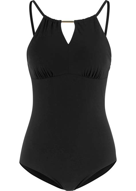 Femininer Shape Badeanzug Mit Raffinierten Details Schwarz