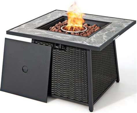 Amazon Tangkula Inch Rattan Propane Gas Fire Pit Table