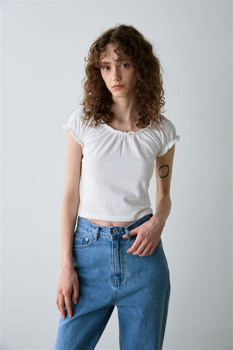 Noeud Shirring Boat Neck Tee Ivory Noeud