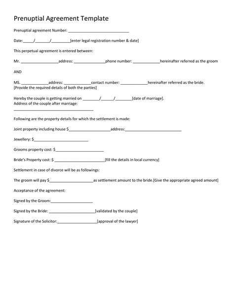 Prenuptial Agreement Samples Forms Templatelab