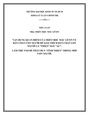 Ti U Lu N Tri T H C Mac Lenin I H C Ueh Tr Ng Kinh Doanh Khoa Kinh