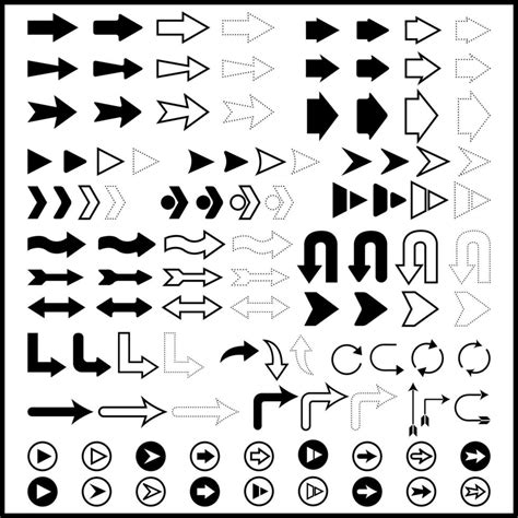 Black Arrow Icons Set Collection Vector Art At Vecteezy