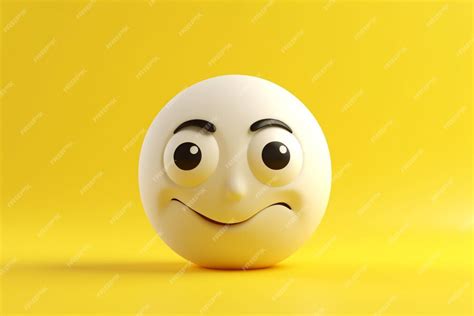 Premium AI Image | Smiling emoji face on yellow background 3d render illustration