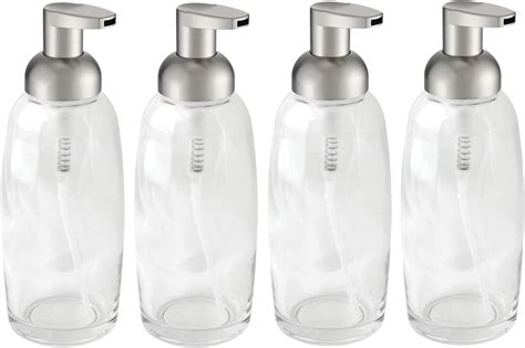 Mdesign Modern Glass Refillable Foaming Soap Dispenser Pump Bottle For