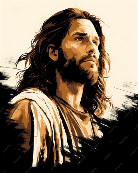 Premium AI Image | jesus with long hair and beard