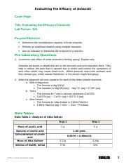 Lab12Questions Docx Evaluating The Efficacy Of Antacids Cover Page