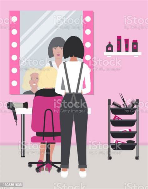 Hairdresser At The Workplace In A Hairdressing Salon Stock Illustration Download Image Now