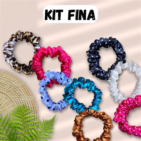 Kit Xuxinha De Cetim Xuxa De Cabelo Scrunchie Antifrizz Adulto Fina