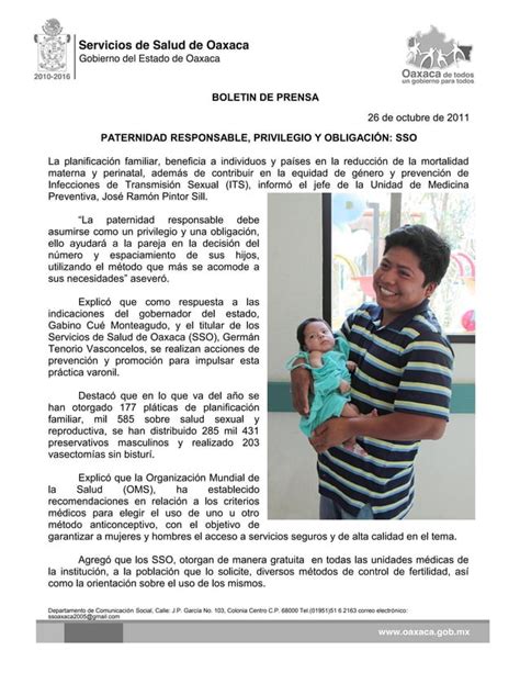 26 10 11 Germán Tenorio Vasconcelos PATERNIDAD RESPONSABLE PRIVILEGIO