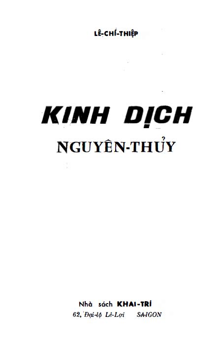 Kinh Dịch Nguyên Thủy Lê Chí Thiệp Tủ Sách Xưa