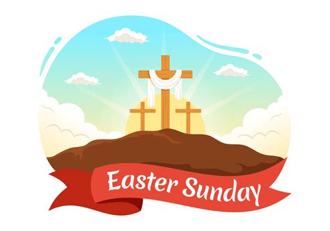 Happy Easter Sunday Day Illustration With Jesus He Is Risen And