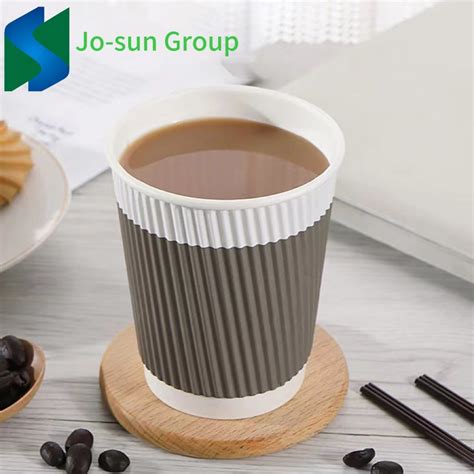 Jo Sun Biodegradable Anti Scalding Coffee Ripple Wall Paper Cup China