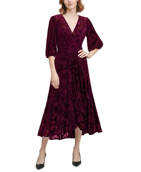 Calvin Klein Velvet Faux Wrap Dress Macys