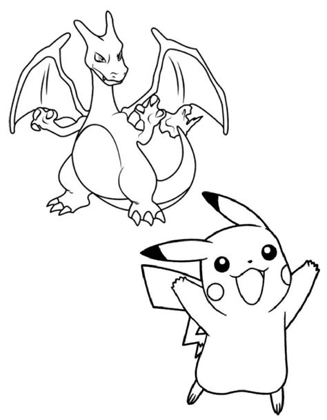 Pikachu And Charizard Coloring Page