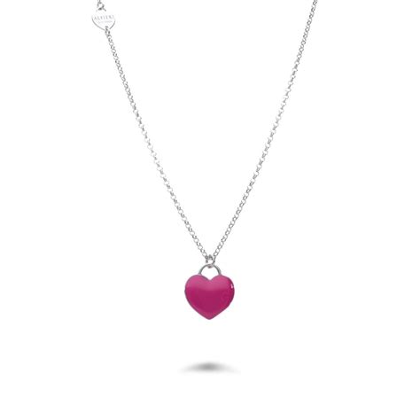 Collana In Argento Con Cuore Grande Fucsia Alfieri St John