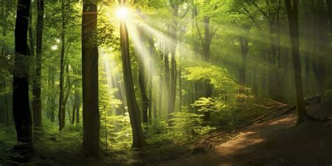 Sun Rays In The Forest Stock Photos, Images and Backgrounds for Free Download