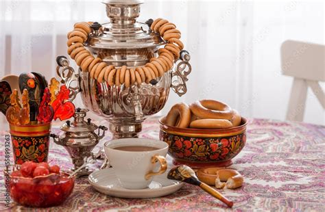 Russian Traditions Tea Drinking With A Samovar Still Life With A Cup