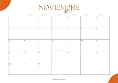 Diseño De Calendario De Noviembre De 2023