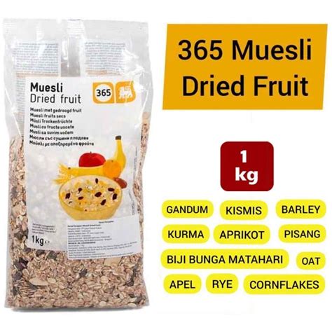 Jual Muesli Dried Fruit 365 Sereal Sarapan Vegan Oat Apermut 1kg 1 Kg