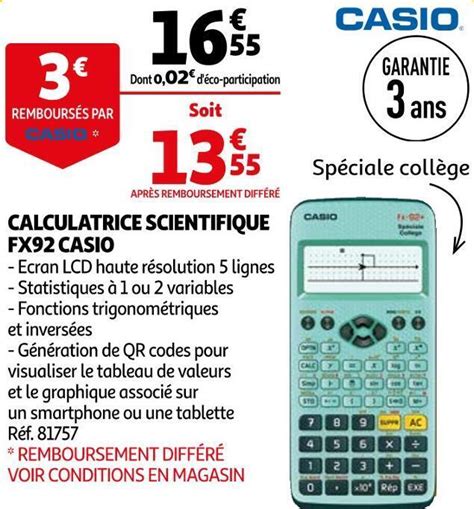 Ne Peux Voir Soudain Th Orique Calculatrice Casio Fx Coll Ge D