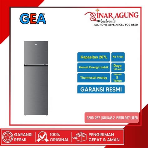 Jual GEA G2HD 267 G2HD267 LEMARI ES KULKAS 2 PINTU GARANSI RESMI