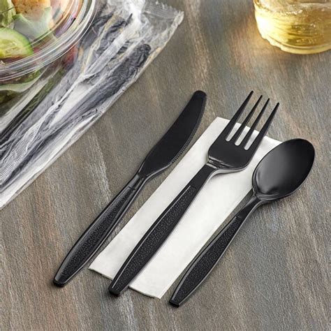 Fuling Individually Wrapped Black Heavy Weight Disposable Plastic Fork