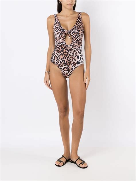 Brigitte Cut Out Leopard Print Swimsuit Brown FARFETCH