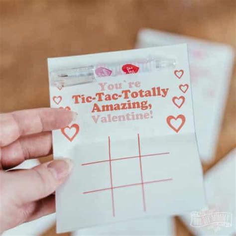 Free Printable Tic Tac Toe Valentine S Day Cards With Pen The Diy Mommy