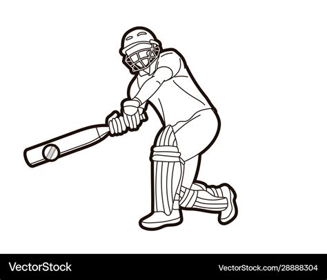 Cricket Player Action Cartoon Sport Graphic Vector Image