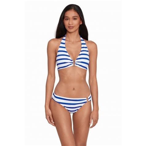 Breton Ring Port Stripe Halter Neck Bikini For Her From The Luxe