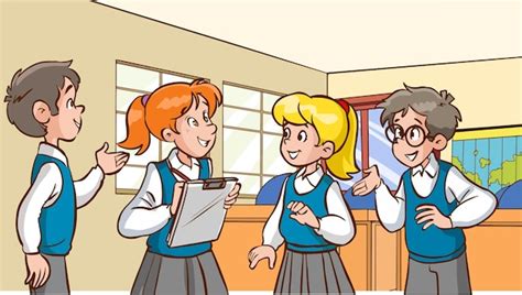 Alunos Conversando Entre Si No Vetor De Desenhos Animados Da Escola