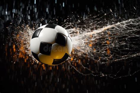 Soccer Ball With Water Splashing Stock Photo Image Of Equipment