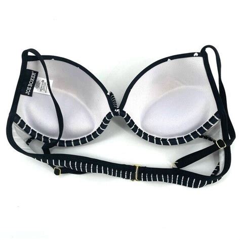 Bongo Black White Striped Wired Heart Bikini Top M EBay