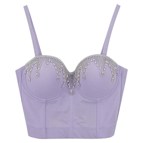 Gdreda Summer Tops Sexy Deep V With Encrusted Shape And Shape Sexy Hot Girl Nightclub Top Purple