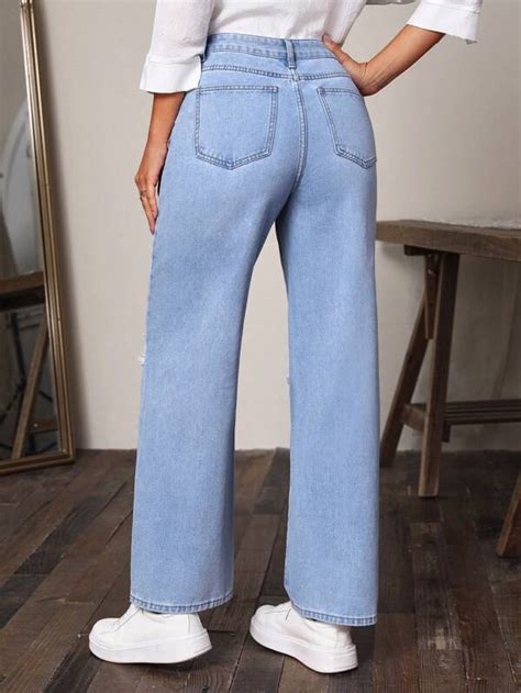 Shein Lune Jeans A Gamba Dritta Con Strappati Shein Italia