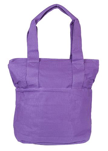 Large Multi Pocket Canvas Zippered Purple Tote Bag