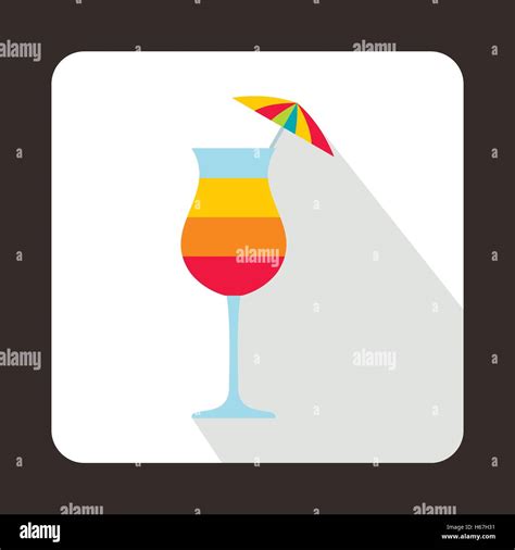 Colorful Layered Cocktail With Umbrella Icon Stock Vector Image Art