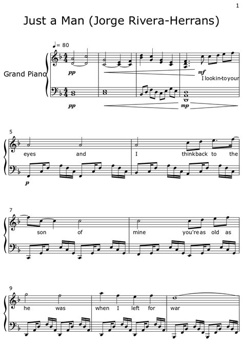 Letra De Jorge Rivera Herrans Just A Man - Just a Man (Jorge Rivera-Herrans) - Sheet music for Piano