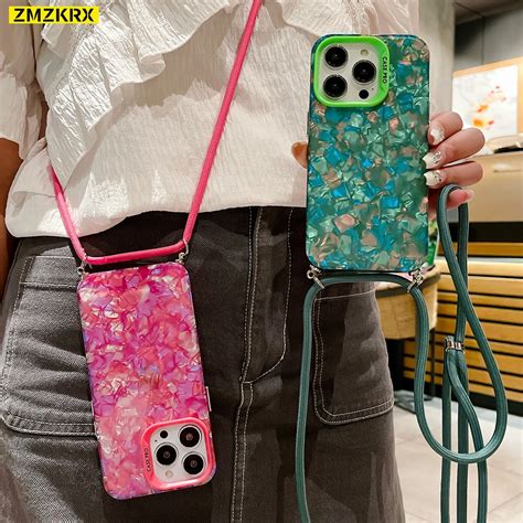 Capa De Telefone De Silicone Crossbody Glitter Cord O M Rmore Capa Para