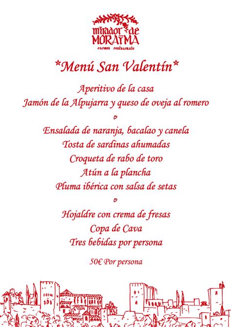 Menú San Valentín Mirador de Morayma