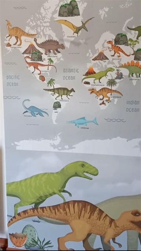 dinozor atlas duvar kağıdı çocuk odası duvar dekorasyonu dino dünyası