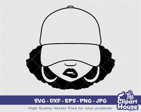 Afro Lip Bite Cap Silhouette Digital Svg Dxf Eps Png  Instant