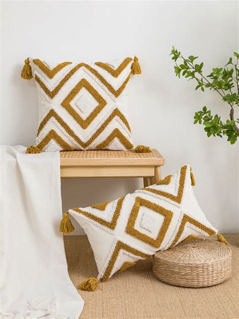 Pc Tufted Tassel Decor Cushion Cover Without Filler