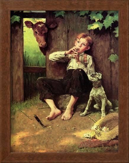 Barefoot Boy Playing Flute Giclee Print Norman Rockwell Norman