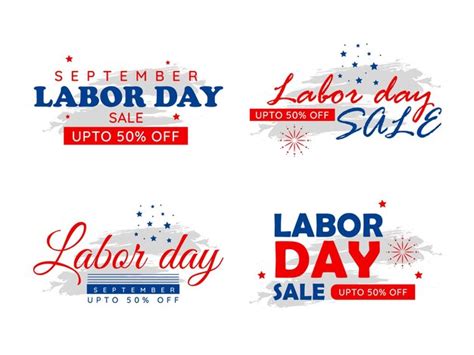 Premium Vector Labor Day Sale Typographic Emblems Labels Set Isolated