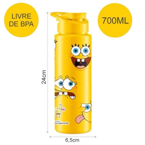 Garrafa Squeeze Plastico Infantil Crian A Menino Menina Personagem Bob