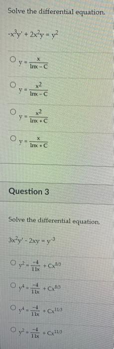 Solved Solve The Differential Equation −x3y′ 2x2y Y2