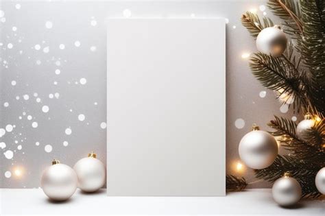 Premium Ai Image Blank Greeting Card Mockup Copy Space Christmas