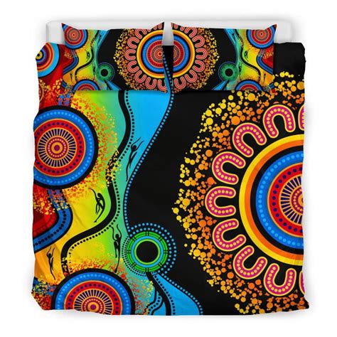 AIO Pride Aboriginal 3 Piece Duvet Cover Set Dot Painting Indigenous