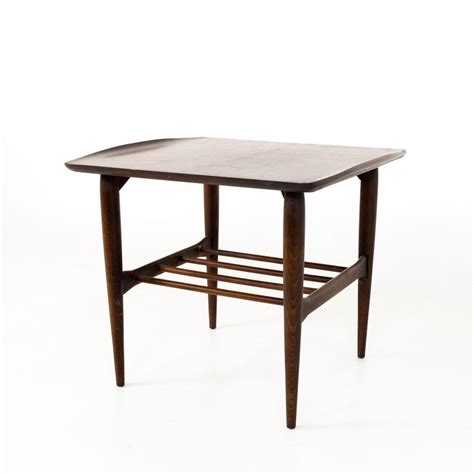 Grete Jalk Style Bassett Midcentury Danish Curved Edge Walnut Side End Table For Sale At 1stdibs